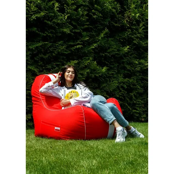 Pufs GO GIFT Balts Sarkans Oxford tejido antidesgarros 140 x 100 x 100 cm 140 x 100 cm