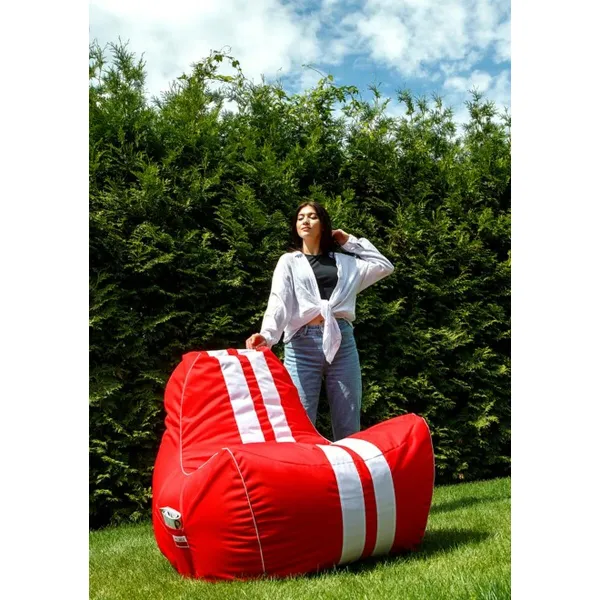 Pufs GO GIFT Balts Sarkans Oxford tejido antidesgarros 140 x 100 x 100 cm 140 x 100 cm