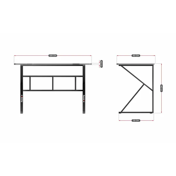 Rašomasis stalas Gaming Huzaro HZ-Hero 1.6 Black Juoda 120 x 75 x 60 cm