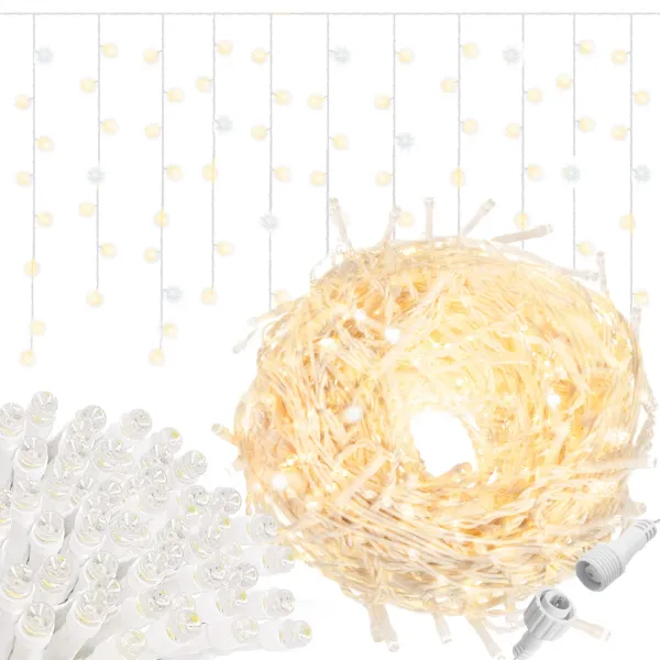 Joulun LED-verhokoristevalot Springos CL0517 500 LED kylmä valkoinen