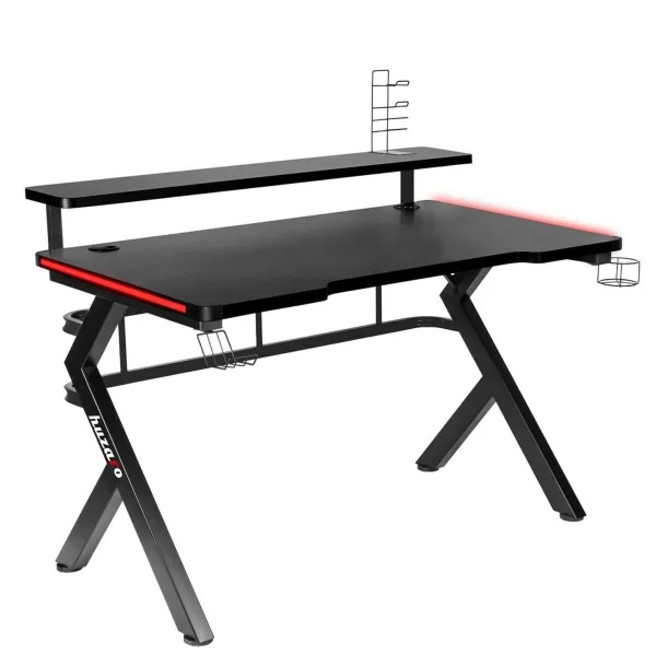 Galds Gaming Huzaro HZ-Hero 5.0 RGB Melns Tērauds Oglekļa šķiedra 116 x 69,5 x 59 cm
