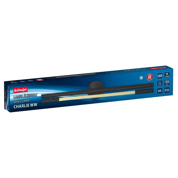 LED sienas gaisma Activejet AJE-CHARLIE WW Melns Silts balts 80 8 W 220-240 V 1050 Lm (1 Daudzums)