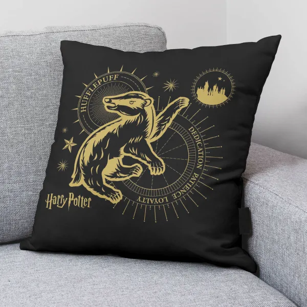 Pagalvėlės užvalkalas Harry Potter Hufflepuff Juoda Spalvotas 50 x 50 cm