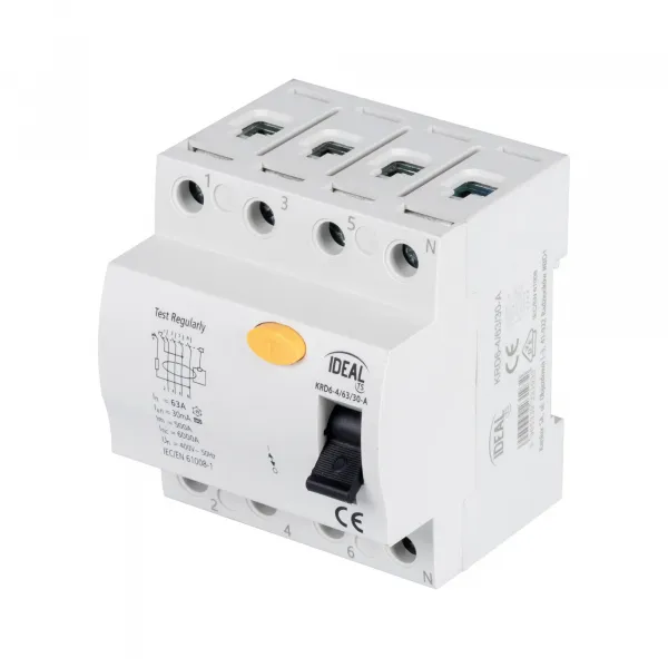 Residual-current circuit breaker, 4P KRD6-4