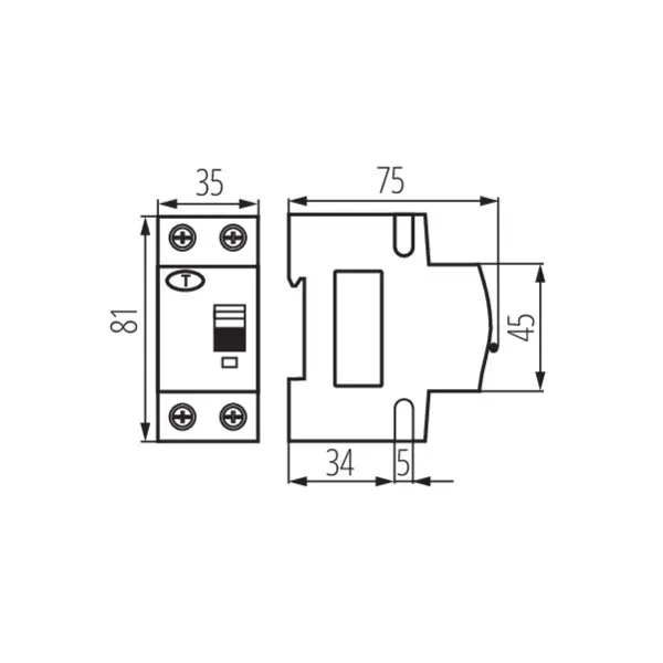 Residual-current circuit breaker with overcurrent module, 6kA, 2P KRO6