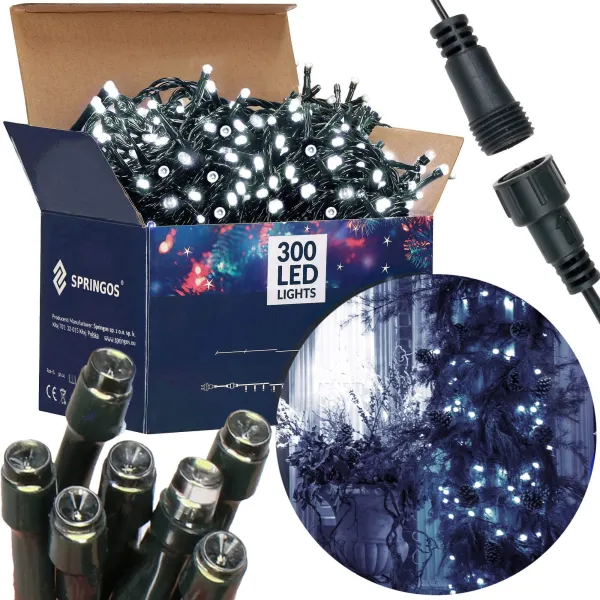 Рождественская гирлянда Springos 300 LED 18 м холодный белый