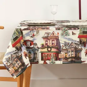 Stain-proof resined tablecloth Belum Christmas City Multicolour 150 x 150 cm