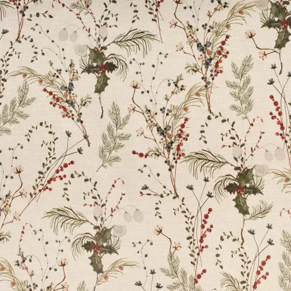 Dėmėms atspari derva dengta staltiesė Belum Christmas Mistletoe Raudona Žalia Natūralus 150 x 150 cm
