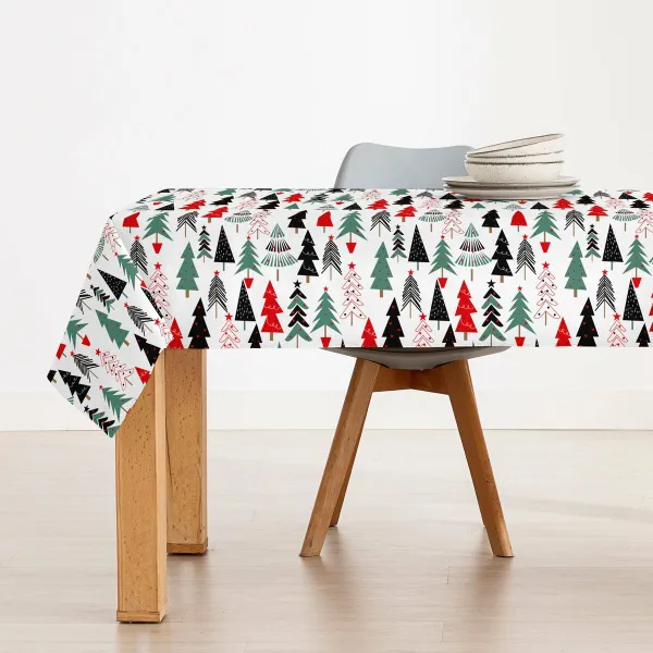 Dėmėms atspari derva dengta staltiesė Belum Laponia Balta Juoda Raudona Žalia 250 x 150 cm