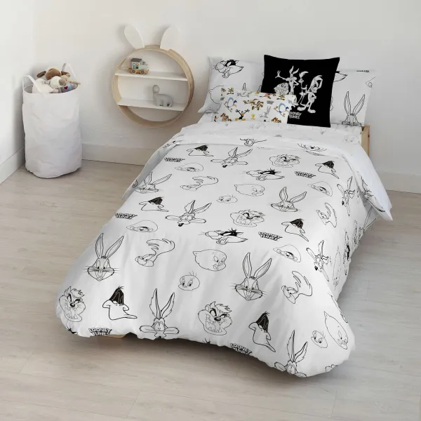 Ziemeļu pārvalks Looney Tunes Looney B&W Balts black 140 x 200 cm