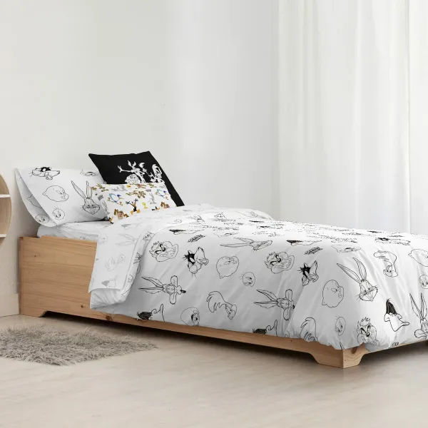 Ziemeļu pārvalks Looney Tunes Looney B&W Balts black 140 x 200 cm