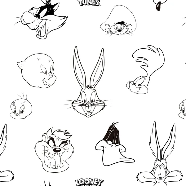 Nordic cover Looney Tunes Looney B&W White black 140 x 200 cm