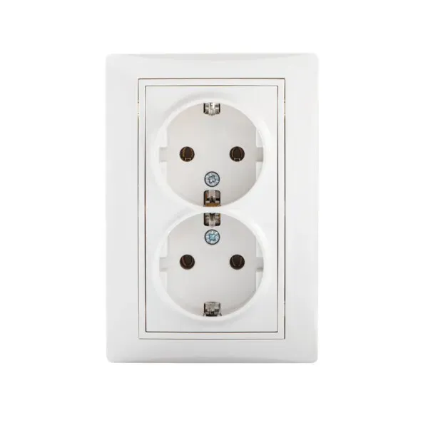 Double Socket Outlet 16A - 250V~ Schuko Type-Earthed DOMO