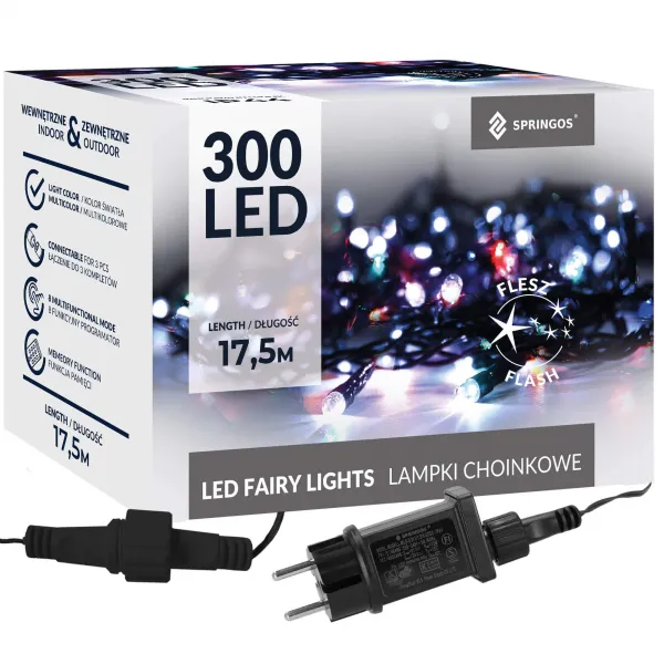 Joulukuusen valot 300 led Springos CL4084 monivärinen