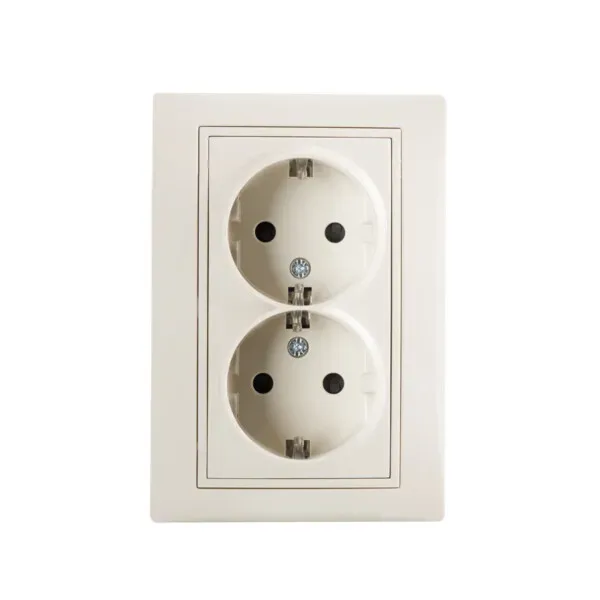 Double Socket Outlet 16A - 250V~ Schuko Type-Earthed DOMO