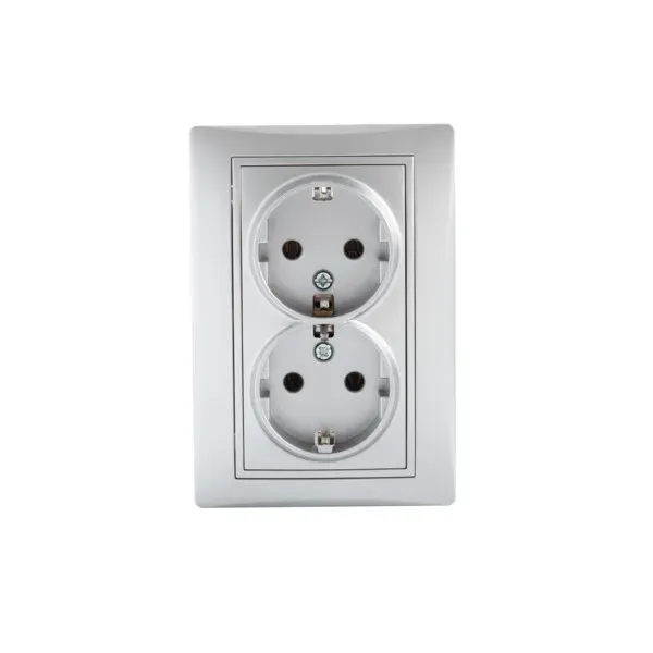 Double Socket Outlet 16A - 250V~ Schuko Type-Earthed DOMO