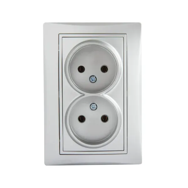 Double Socket Outlet 16A - 250V~e-Without Earth DOMO