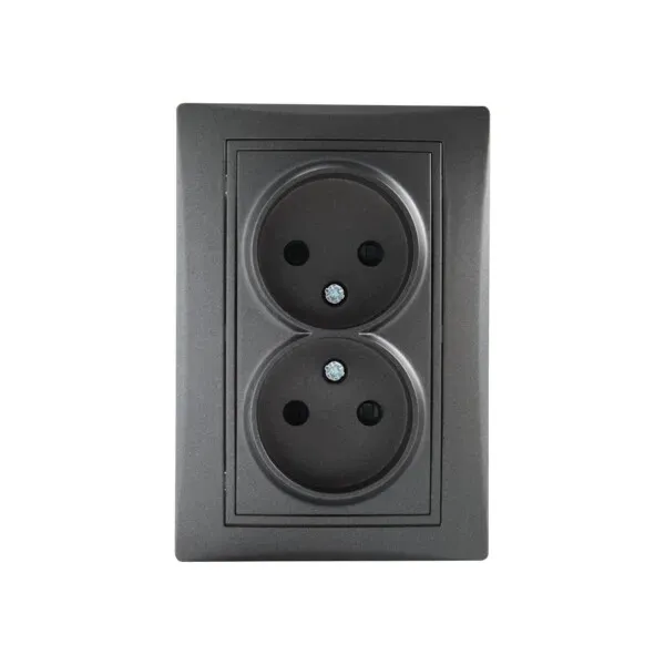 Double Socket Outlet 16A - 250V~e-Without Earth DOMO