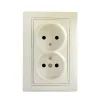 Type E double power socket, complete, with contact protection DOMO