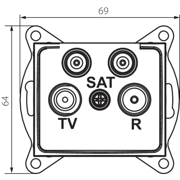 Double Satellite Socket (SAT-SAT-TV-R) End of Line DOMO