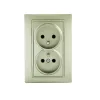 Type E double power socket, complete, with contact protection DOMO