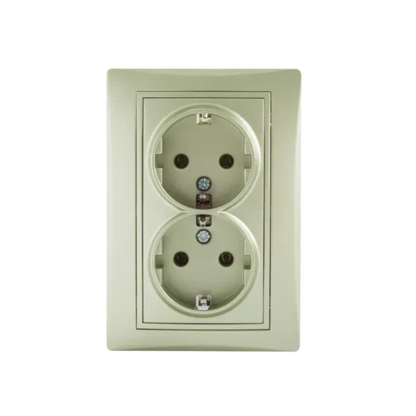 Double Socket Outlet 16A - 250V~ Schuko Type-Earthed DOMO