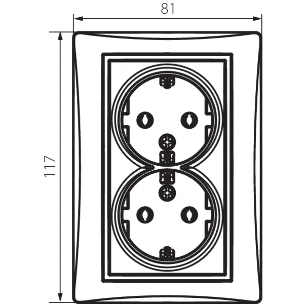 Double Socket Outlet 16A - 250V~ Schuko Type-Earthed DOMO