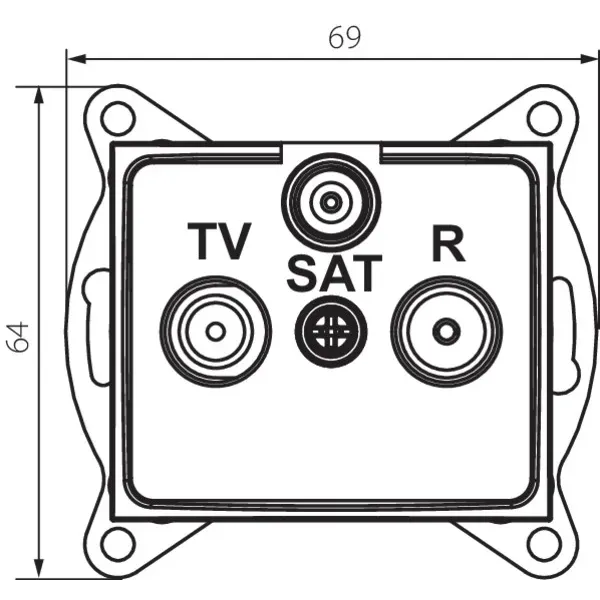 Radio/TV/SAT loop-through wall socket DOMO