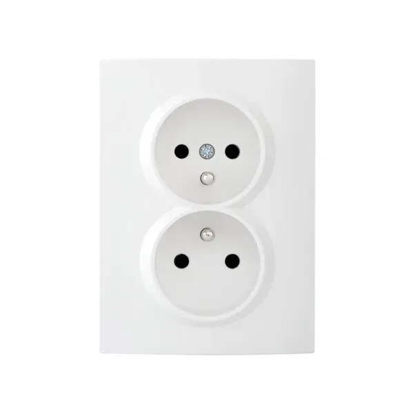 Type E double power socket, complete, with contact protection LOGI