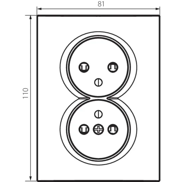 Type E double power socket, complete, with contact protection LOGI