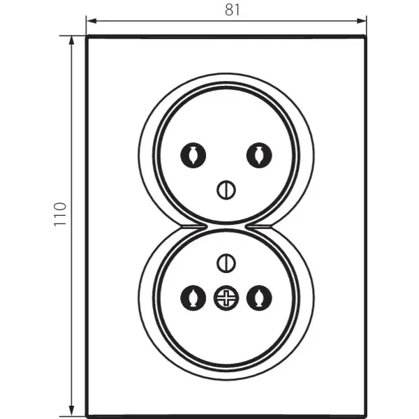 Type E double power socket, complete LOGI