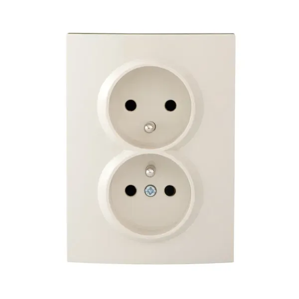 Type E double power socket, complete, with contact protection LOGI