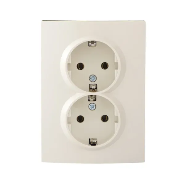 Double Socket Outlet 16A - 250V~ Schuko Type-Earthed LOGI