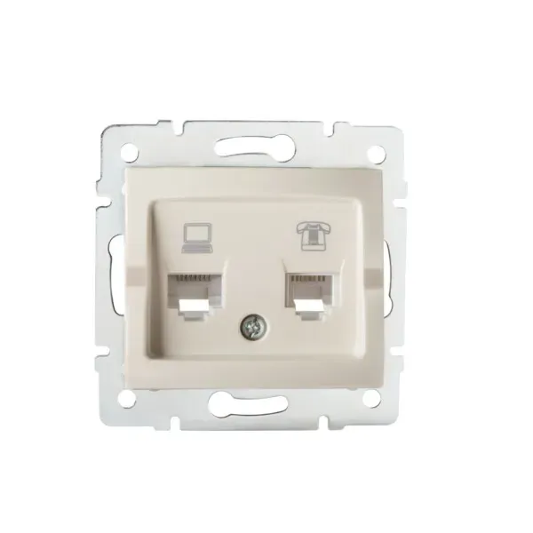 Computer and telephone socket (RJ45 Cat 5e+RJ11) LOGI