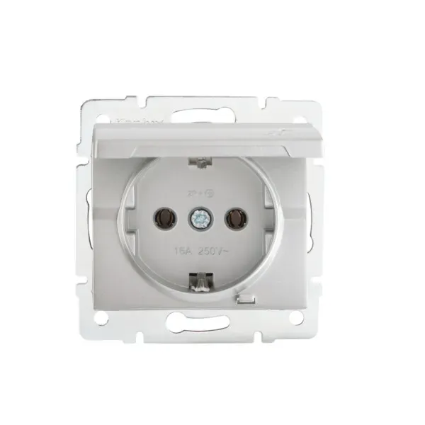 Socket Outlet Earthed - With Protection Cover - FireProof Plastic LOGI