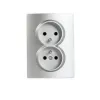 Type E double power socket, complete, with contact protection LOGI