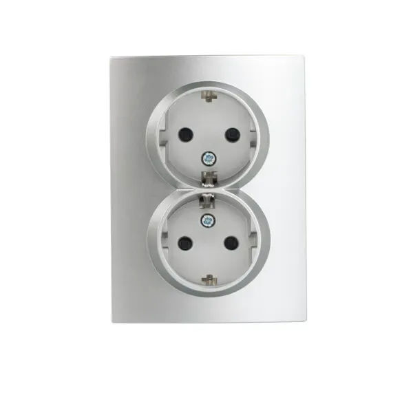 Double Socket Outlet 16A - 250V~ Schuko Type-Earthed LOGI