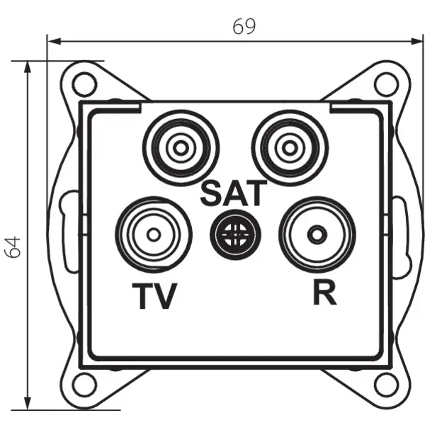 Double Satellite Socket (SAT-SAT-TV-R) End of Line LOGI