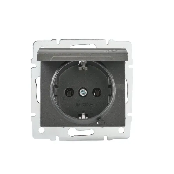 Socket Outlet Earthed - With Protection Cover - FireProof Plastic LOGI