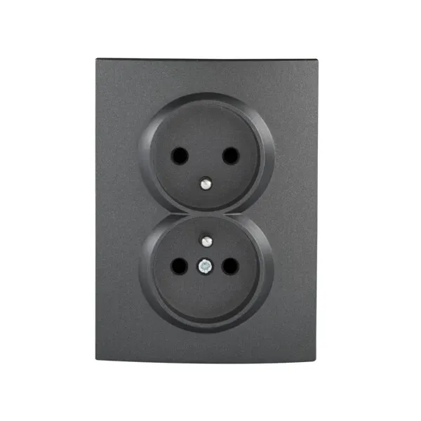 Type E double power socket, complete, with contact protection LOGI