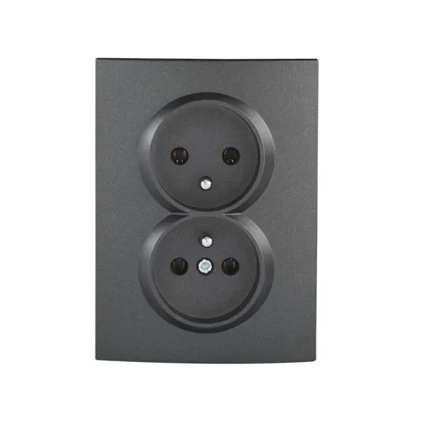 Type E double power socket, complete LOGI