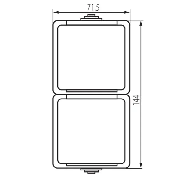 Type E double power socket, vertical, with contact protection TEKNO