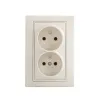 Type E double power socket, complete, with contact protection DOMO