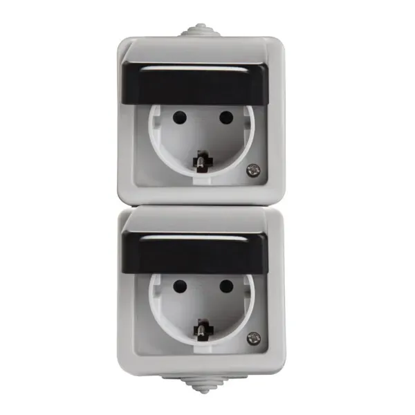 Schuko double socket with contact protection TEKNO