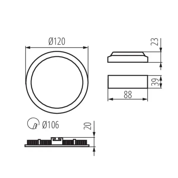 Downlight fitting ROUNDA V2LED