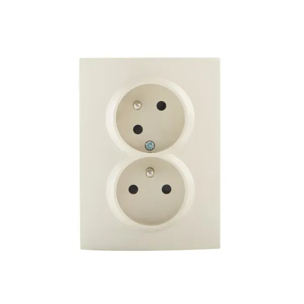 Type E double power socket, complete, with contact protection LOGI