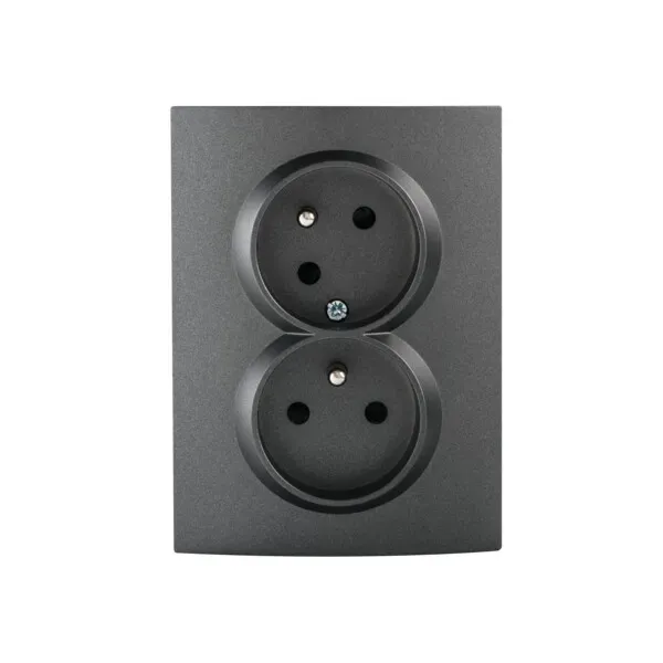 Type E double power socket, complete, with contact protection LOGI