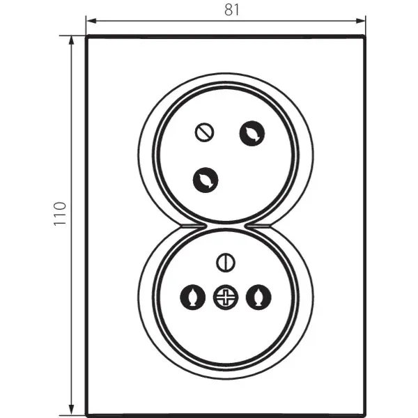 Type E double power socket, complete, with contact protection LOGI