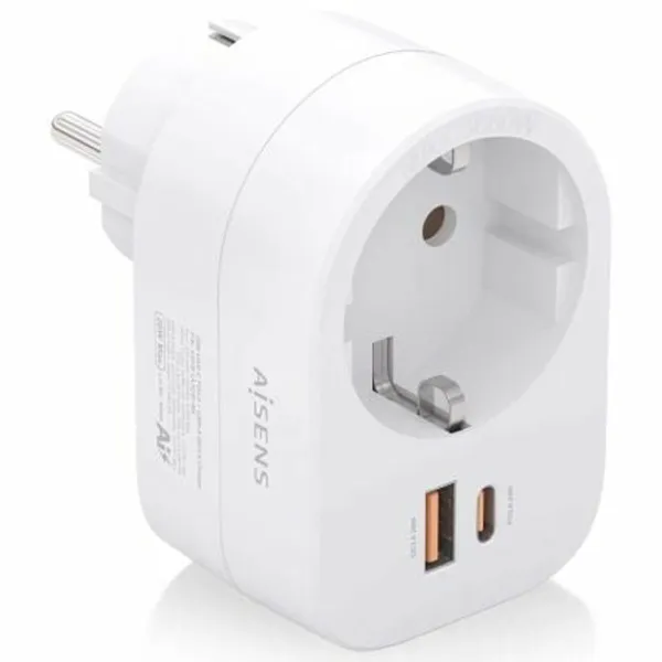 Настенная розетка с 2 портами USB Aisens ASPS-1A1C06-W Белый 100-250 V 16 A