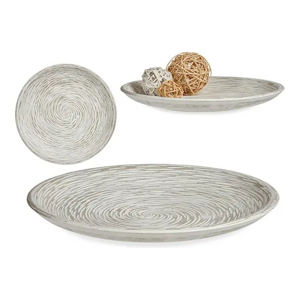 Dekoratīvs šķīvis Gift Decor balts MDF koks 34,5 x 3 x 34,5 cm Spirāļi